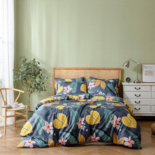 2/3 Pcs Spring Summer Flower Duvet Cover Double Bed Linings Luxury Idyllic Scenery Bedding Set Banana Leaf Bed Quilt Cover