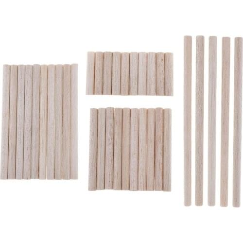 Round Natural Balsa Wood Wooden Sticks Dowel Rod For Model Making Woodcraft Crafting DIY Christmas Xmas Ornament 50-200mm