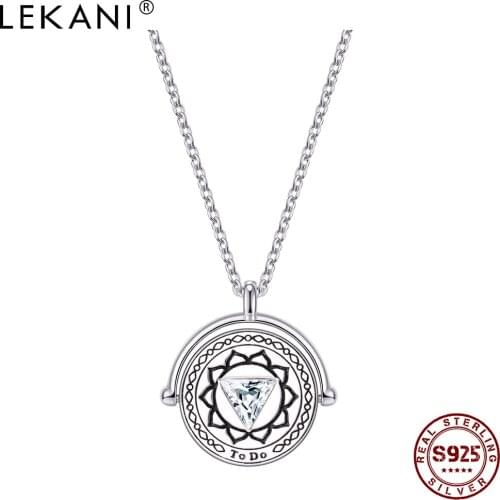 LEKANI 925 Sterling Silver Necklace For Women Or Man Chakras Triangle Austria Crystal Yellow Necklaces Magic Pendent Jewelry