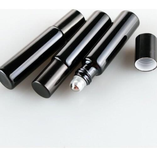 Refillable Thick 5ml Empty Roll on Glass Bottle Frosted BLACK for Essential Oil Perfume Bottle Metal Roller Ball 500pcs By DHL