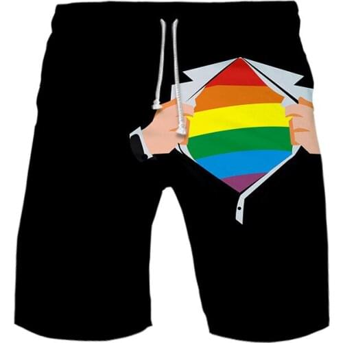 Hot search LGBT Pattern Men Swimwear Popular Summer Beach Shorts Rainbow Flag Lesbians Gays Swimming pants Swim Shorts Sweatpant