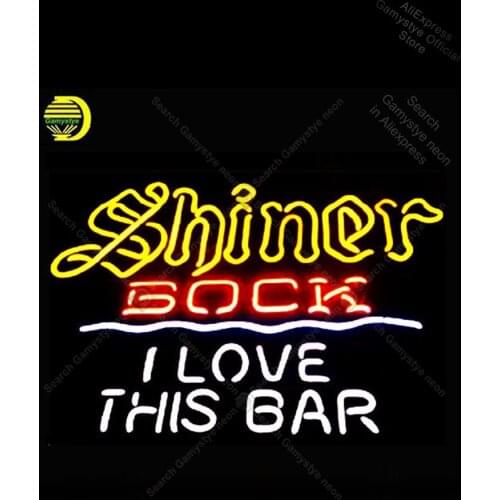 Neon Sign for Shiner Bk I Love This Bar bulb Sign Decorate room wall Handcrafted Neon Light Signs for Store bud light neon sign
