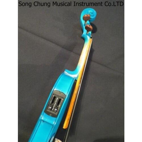 New Handmade Blue Color Unique Model 4 strings 4/4 Electric violin +Acoustic violin