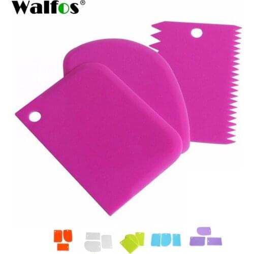 New 3Pcs/Set Plastic Dough Icing Fondant Scraper Cake Decorating Baking Pastry Tools Plain Smooth Jagged Edge Spatulas Cutters