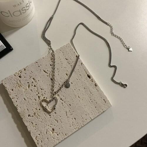 Orgin Summer Unique Design Silver Color Love Heart Pendant Necklace for Women Exquisite Hollow Out Necklace Party Jewelry Hot