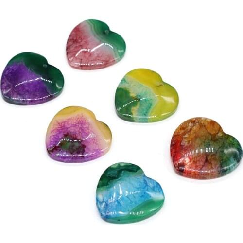 Natural Stone Pendant Heart-shaped Two-color Agates Charm for Jewelry Making DIY Bracelet Necklace Accessories 38x38-40x40mm