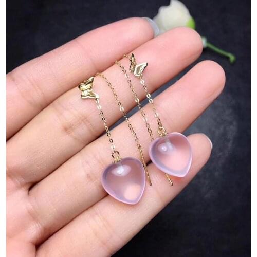 The Best Gift For Your Girl Friend Rose Quartz Earring 925 Sterling Silver 100% Natural and Real Rose Quartz Earring