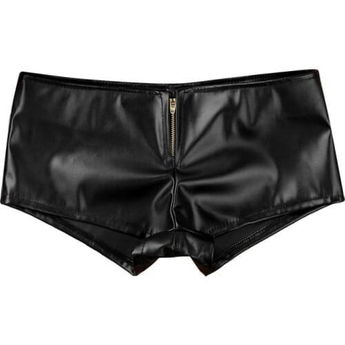 Faux Leather Shorts Women Hotpants Front Zipper White Black Low Waist Shorts Female Sexy Bandage Mini Women Shorts Buttoms