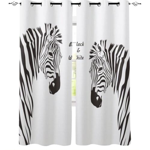 Nordic Zebra Animal White Curtain for Living Room Kids Room Decoration Bedroom Curtain Window Treatment Drapes