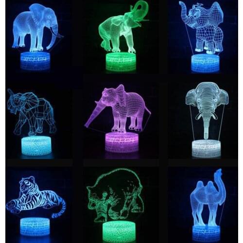 Elephant Christmas decorative lights Lovely cartoon childrens toys Cosplay Led Lamp Acrylique Usb Neon Party Dress 3d lamp