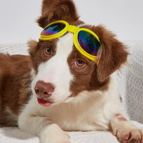 Dog Sunglasses Pet Glasses, Adjustable Head and Chin Straps, Eye Wear Protection for Small to Medium Dog