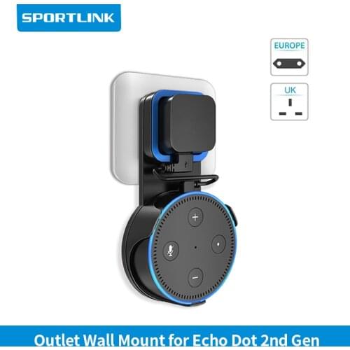 Outlet Wall Mount Hanger Holder Stand Space Saving for Alexa Echo Dot 2nd Generation and Other Round Voice Assistants