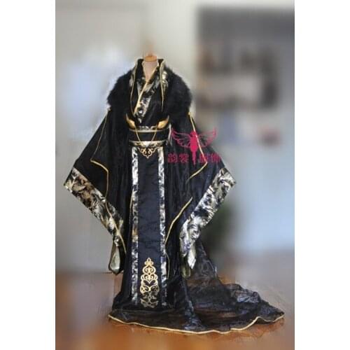 Stand Collar Male Hanfu Cosplay Grand Black Hidden Pattern Wide Sleeve Hanfu Costume Chinese Traditional Hanfu Mens Costume