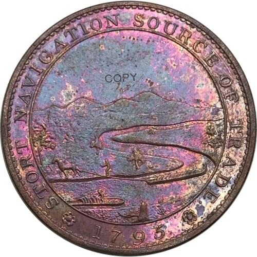 United Kingdom 1795 1/2 Penny Herts Bishops Stortford Sir George Jackson Red Copper Copy Coins