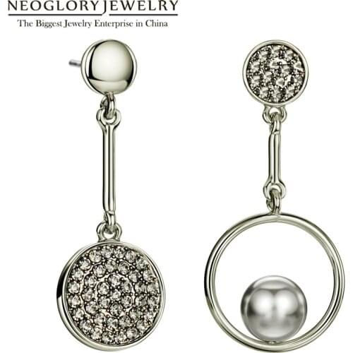 Neoglory Asymmetric Earrings Circle Earrings Long Dangle Drop Earrings For Women Vintage Gifts Fashion Jewelry 2020 New Design