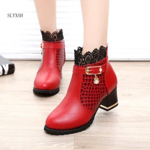 Womens Boots Autumn Winter 2018 Fashion Lace Hollow Out Ladies Shoes Woman Leather Sexy Ankle Boots For Women shoes