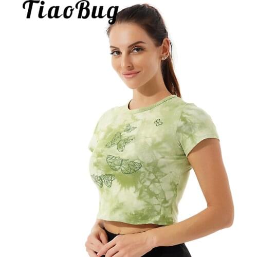 Female Short Sleeve T Shirts E Girls Stylish Butterfly Printed Cropped Top Tees Women Summer Casual T-shirt y2k Tops Biker Fairy
