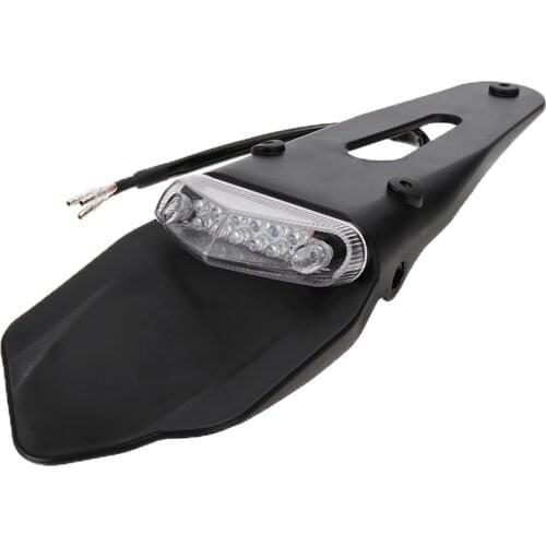 1pc Motorcycle Rear Fender License Plate Bracket Holder With 12V LED Taillight Brake Lamp For Enduro Off-Road Bike Moto
