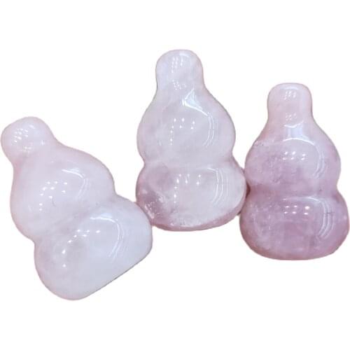 1pcs Natural Rose Quartz Carved Gourd Powder Crystal Gourd Decoration \ Reiki Healing Stone, Home Decoration
