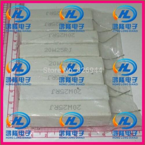 10pcs/lot) 20W 25 ohm +/-5% Horizontal cement resistor / 20W 25R ohm 5% Cement resistance / 20W 25RJ Ceramic resistor