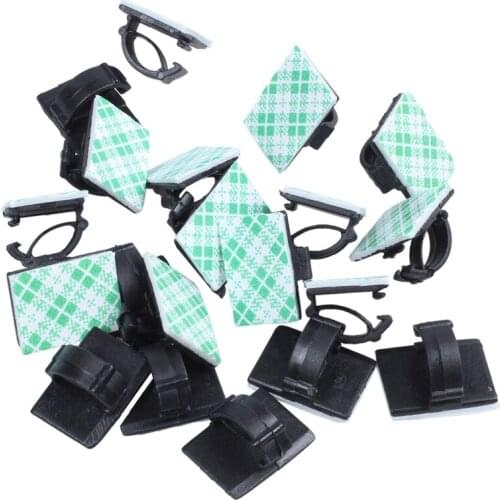 20pcs Adhesive Car Cable Clips Cable Winder Drop Wire Tie Fixer Holder Cord Organizer Management Desk Cable Tie Clamps Promotion