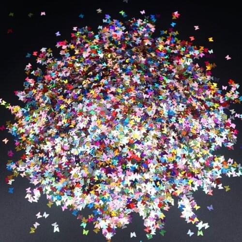 3D Butterfly Nail Art Sequins Holographic Glitter Flakes Paillette Colorful Acrylic Sequins for DIY Nail Art Decoration 8g