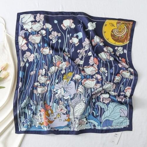 70cm Small Square Scarf Silk Scarf Women 2021 New Printing Scarf Professional Bib Fashion Simple Scarf