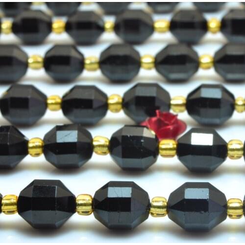 Natural Black Tourmaline Faceted Double Terminated Point Loose Beads Wholesale Gemstone Semi Precious Stone Jewelry Making 15"