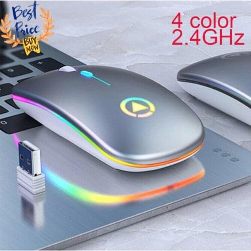 RGB Wireless Mouse Computer Mouse Silent Ergonomic Rechargeable Mice with LED Optical Backlit USB Mice for PC Laptop