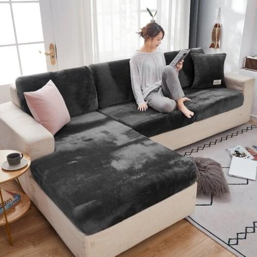 Sofa Seat Cushion Cover Chair Cover Pets Kids Furniture Protector Velvet Stretch Washable Removable Slipcover