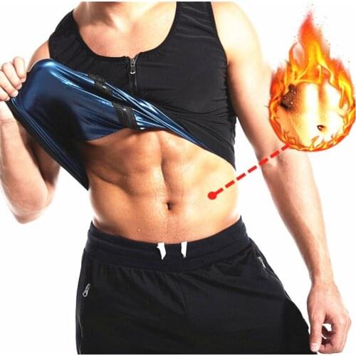 Men Sauna Sweat Suit Zipper Body Shaper Slimming Waist Neoprene Mens Sauna Effect Vest Weight Loss Clothing Tank Top Shapewear