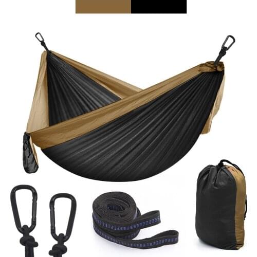 Portable Lightweight Nylon Parachute Double Hammock Multi-functional Hammock Camping Backpacking Travel Beach Yard Garden