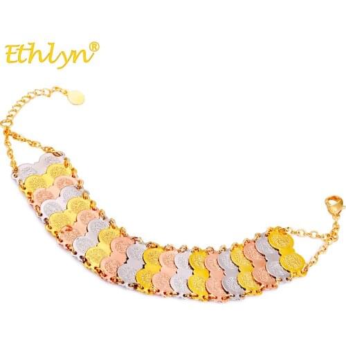 Ethlyn Personality Bracelets Jewelry For Women Tesbih Muslim Religious Bangles Multicolor Patchwork Double Row Chain Bracelets