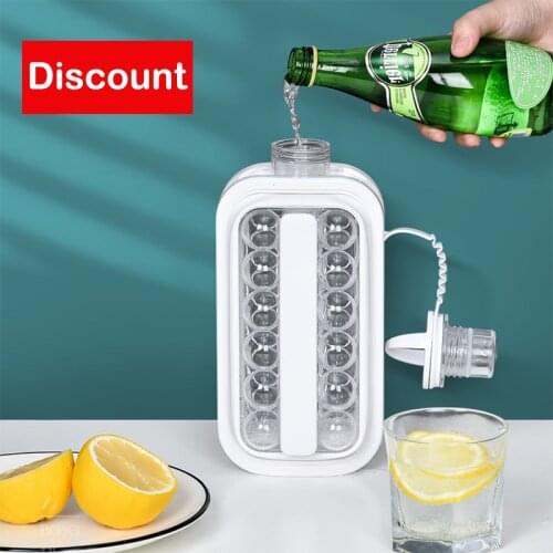 Ice Ball Maker 2 In 1 Portable Creative Ice Bottle Cubic Container Ice Cube Round Tray Mold DIY Iattice Kettle Bar Kitchen Tool