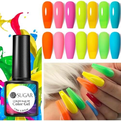 UR SUGAR 7.5ml Neon Gel Nail Polish Hybrid Semi Permanent Soak Off Enamel Gel Polish UV Gel Nail Varnishes Nail Art For Manicure