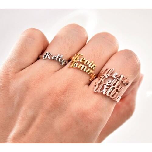 Custom Stackable Family Members Names Adjustable Ring Personalized Multiple Name Rings For Women Jewelry Mom Sisters Best Gifts