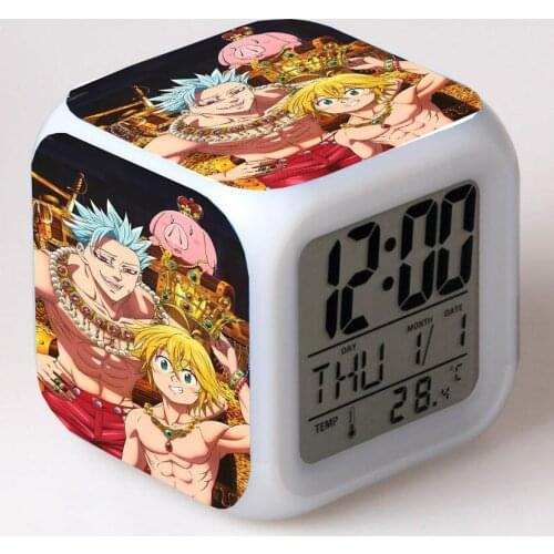Anime The Seven Deadly Sin LED 7 Color Flash Digital Alarm Clocks Night Light Bedroom Desk Clock despertador Alarm-Clock