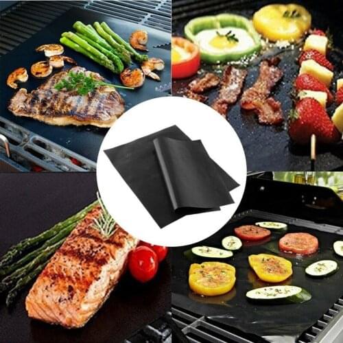 Barbecue Grill Mat Reusable Non-stick BBQ Cooking Baking Mats Covers Sheet Foil BBQ Liner Tool 33*40cm 0.2mm Thick