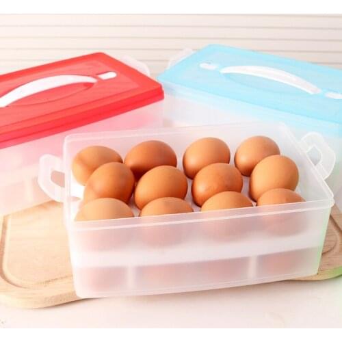 Kitchen Egg Storage Box Organizer Refrigerator Egg Storing 24 Slots Organizer Outdoor Portable Container