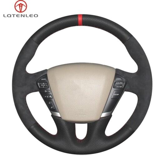 LQTENLEO Black Genuine Leather Suede Hand Car Steering Wheel Cover For Nissan Teana 2008-2012 Murano 2009-2014 Quest 2011-2017