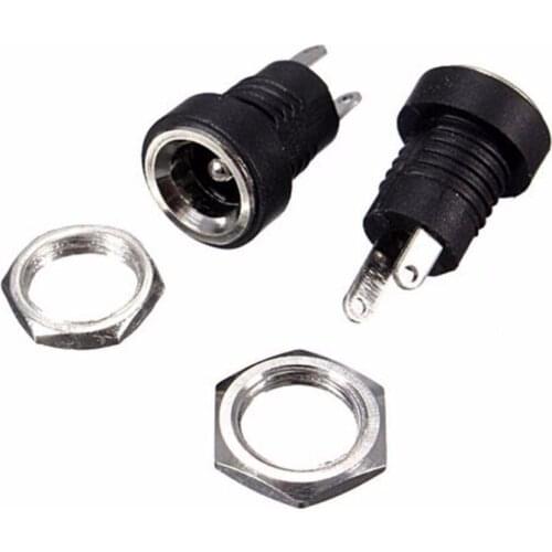 Copper 5.5mm x 2.1mm DC Power Supply Socket Female Jack Threaded Panel Mount Connector Adapter