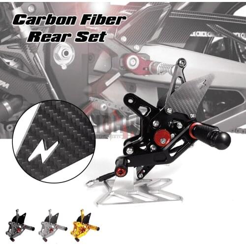 Motorcycle CNC & Carbon Fiber Footrest Rear Sets Adjustable Rearset Foot Pegs for KAWASAKI NINJA ZX6R ZX-6R 636 2007-2008