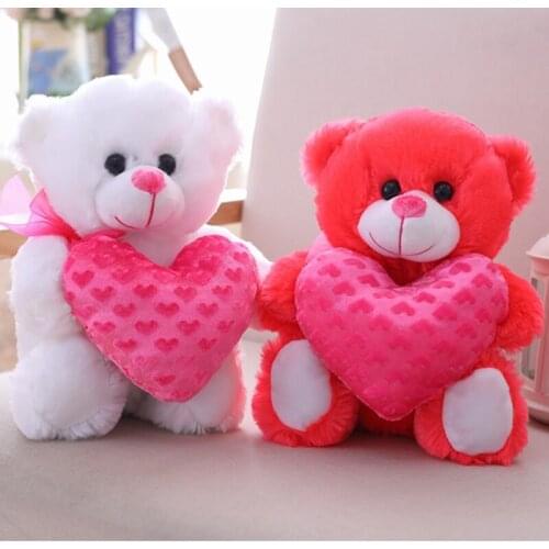 35 cm Soft Love Teddy Bear With Heart Plush Toy Stuffed Animal Toy Gift for Childrens Gift Home Decoration