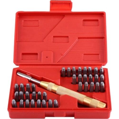 New 38Pc/Set Automatic Letter Number Stamping Metal Punch Stamp Tools Kit For Plastics Leather Mark