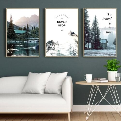 Forest Landscape Nordic Posters and Prints Wall Art Canvas Quotes Wall Pictures Decoration Painting for Living Room Home Decor