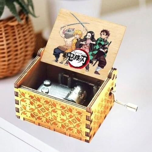 Anime Demon Slayer Tanjirou Nezuko Kimetsu No Yaiba New Retro Fashion Wooden Music Box Christmas Friends Cosplay Gifts