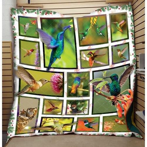 Hummingbird Quilt Printed By 3d Digital Printing Kids School Adults Bed Summer Cool Quilt Lifelike Hot Sales Dropshipping