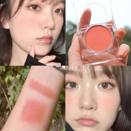 Single Color Blush Face Makeup Palette Mineral Powder Orange Peach Pink Rouge Natural Cheek Tint Korean Blusher Cream Cosmetic