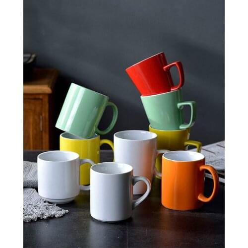 Solid Color Creative Coffee Mug with Handgrip Handmade Big Pottery Tea Cup Travel Kitchen Tableware Nordic Home Decor