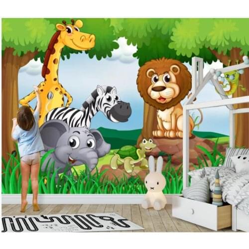 Custom photo wallpaper 3d murals wallpaper for walls 3 d modern cartoon animal forest childrens room background wall painting